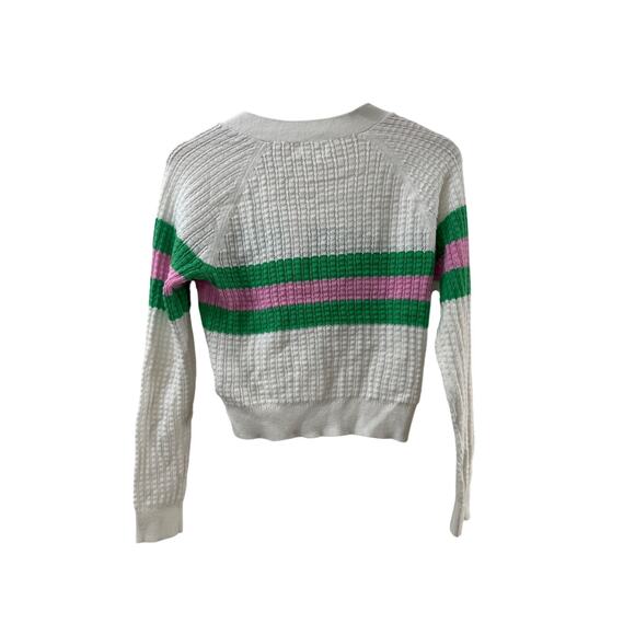 EPIC THREADS White Striped Cardigan SIZE 14 16 Girl’s Green Pink Basic Classic - Picture 5 of 6